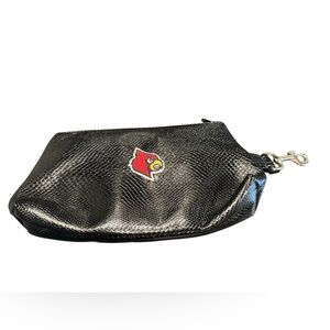 Purse Keyper Louisville Cardinals Black Snakeskin Texture Zipper NWOT